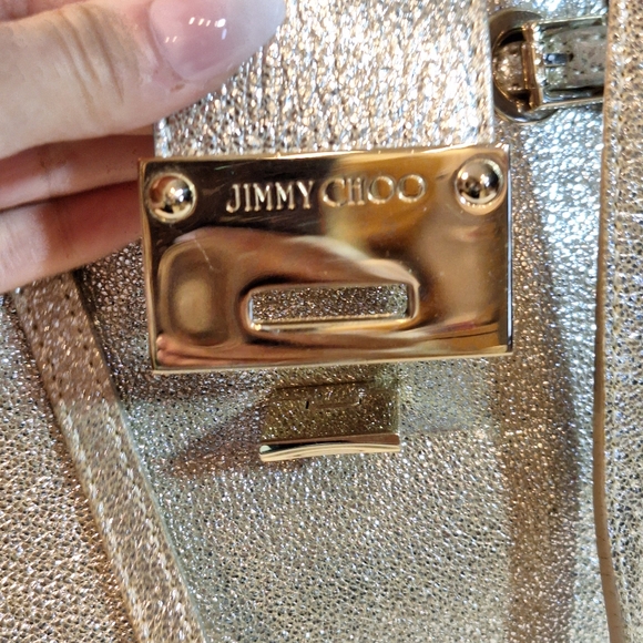 Jimmy Choo $1395 Rhea Bag Metallic Leather Tote Bag - Picture 8 of 16